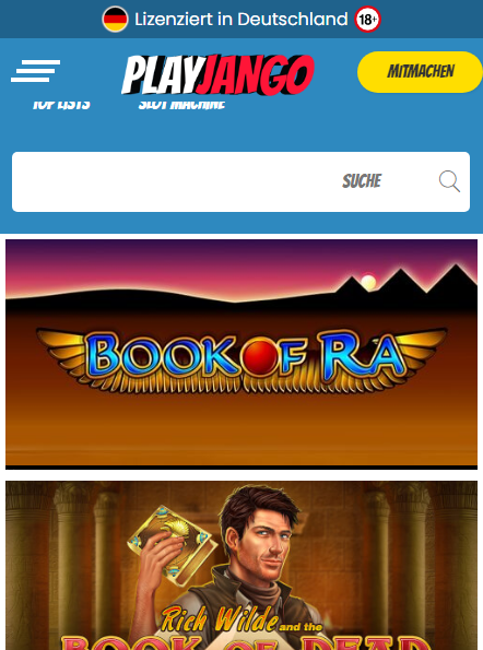 PlayJango Casino Mobile screenshot